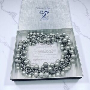 Premier Designs Chunky Statement Necklace Silver Beaded Bold Chain Layered‎